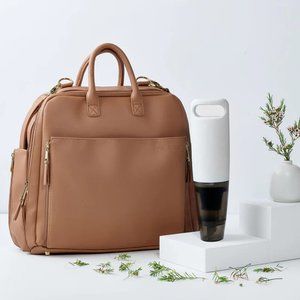 Ayla & Co. Vegan Leather Large Diaper Bag in Camel Brown